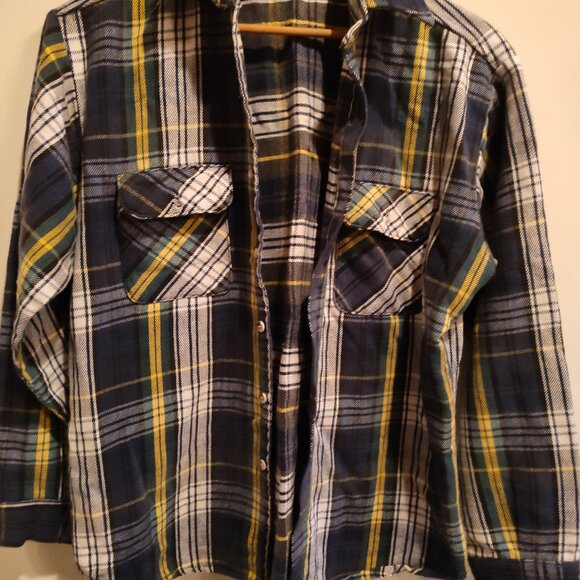 Five Brother Vintage Flannel Size M Blue-Yellow-Green USA - Picture 1 of 3